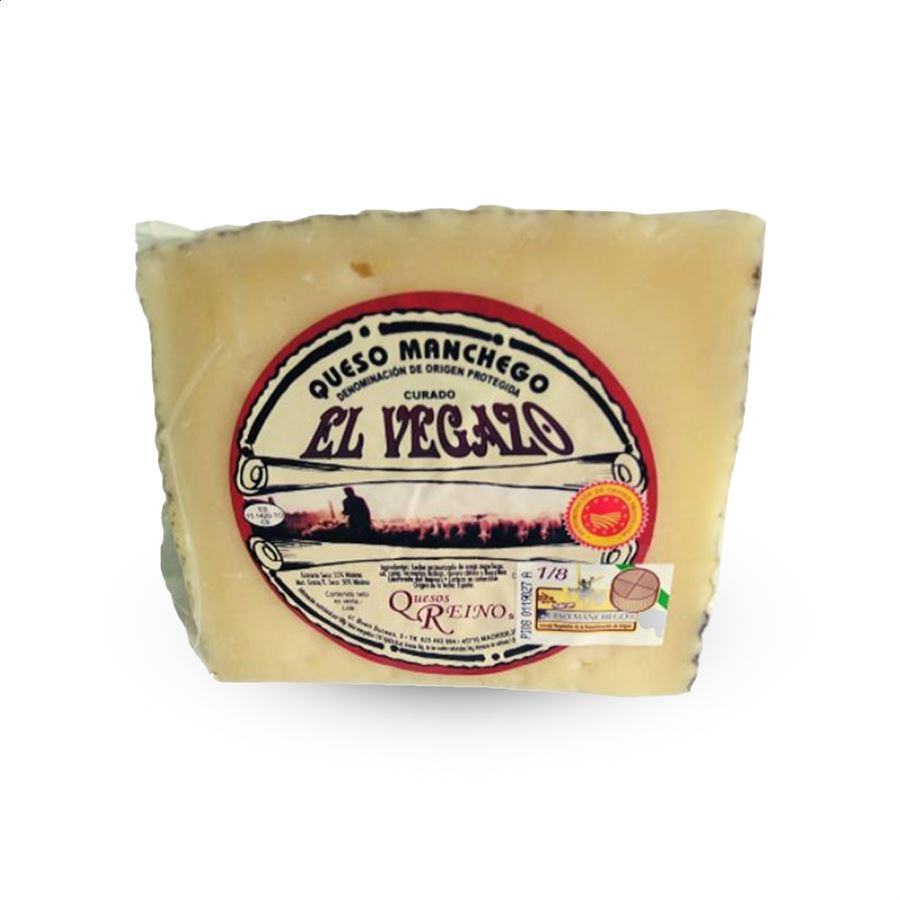 El Vegazo - Cuñas de queso manchego semicurado y curado de leche pasteurizada D.O.P. Queso Manchego 300g, 4uds