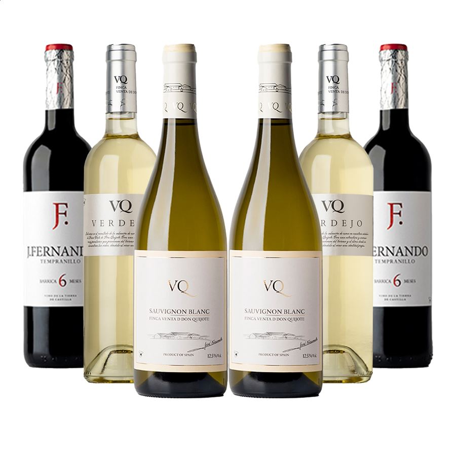 Finca Venta de Don Quijote - Bodegas VQ - Lote de vinos tintos y blancos IGP Vino de la Tierra de Castilla 75cl, 6uds