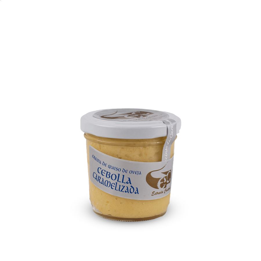 Quesería Estrada Castaño - Lote de cremas de queso de oveja natural, finas hierbas y cebolla caramelizada, 6uds