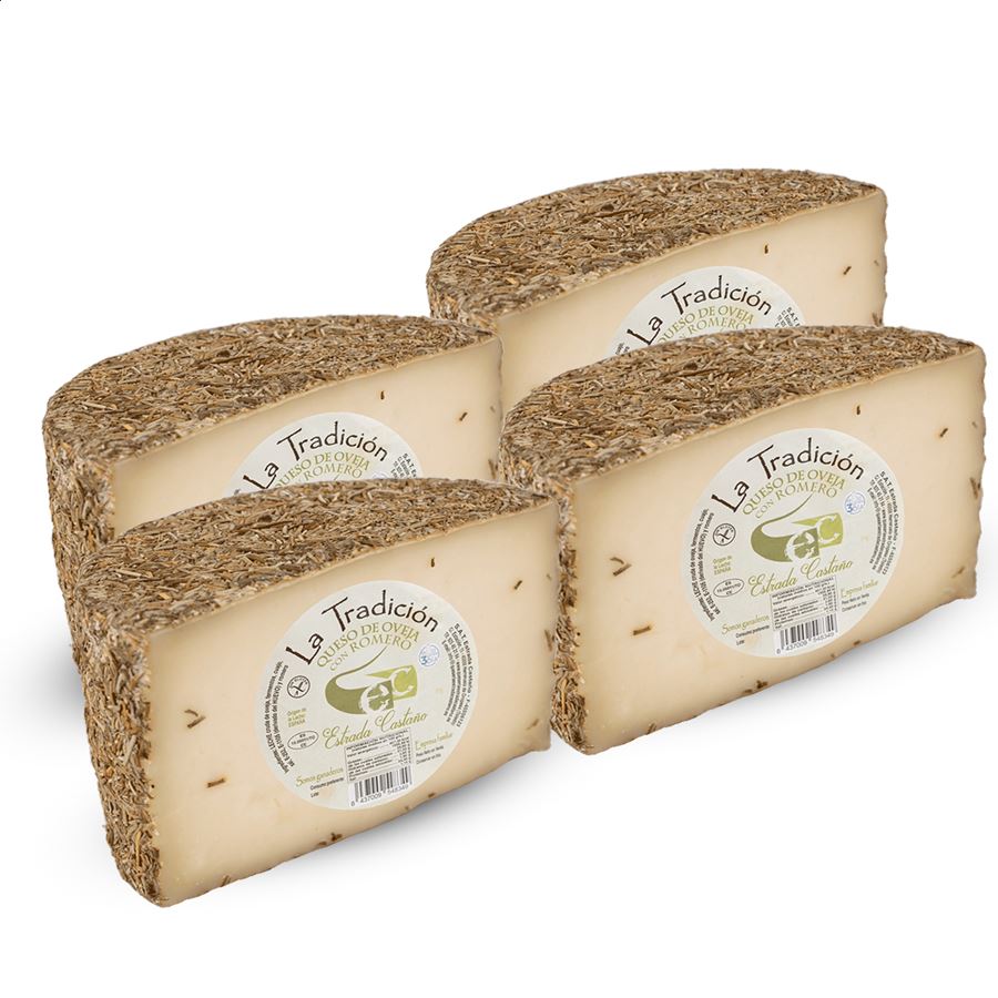 Quesería Estrada Castaño - Medio queso de oveja con romero 350-400g aprox, 4uds