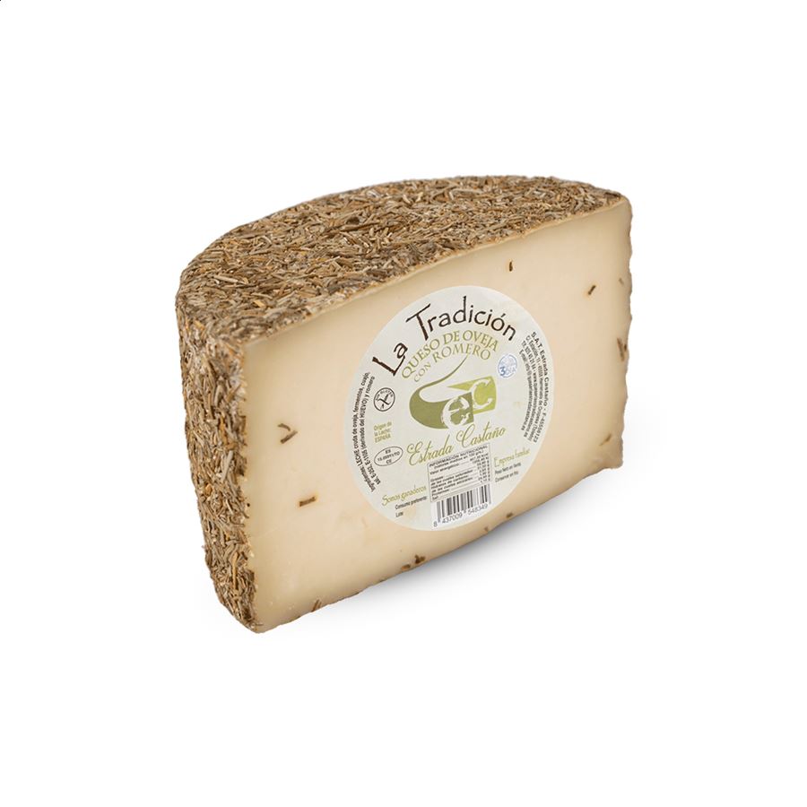 Quesería Estrada Castaño - La Tradición medio queso de oveja con romero 350-400g aprox, 4uds