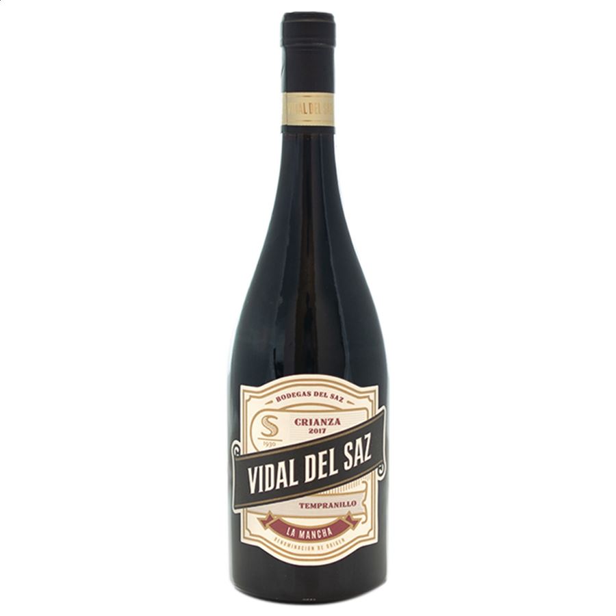 Bodegas del Saz – Vidal del Saz crianza Tempranillo vino tinto D.O.P. La Mancha 75cl, 6uds