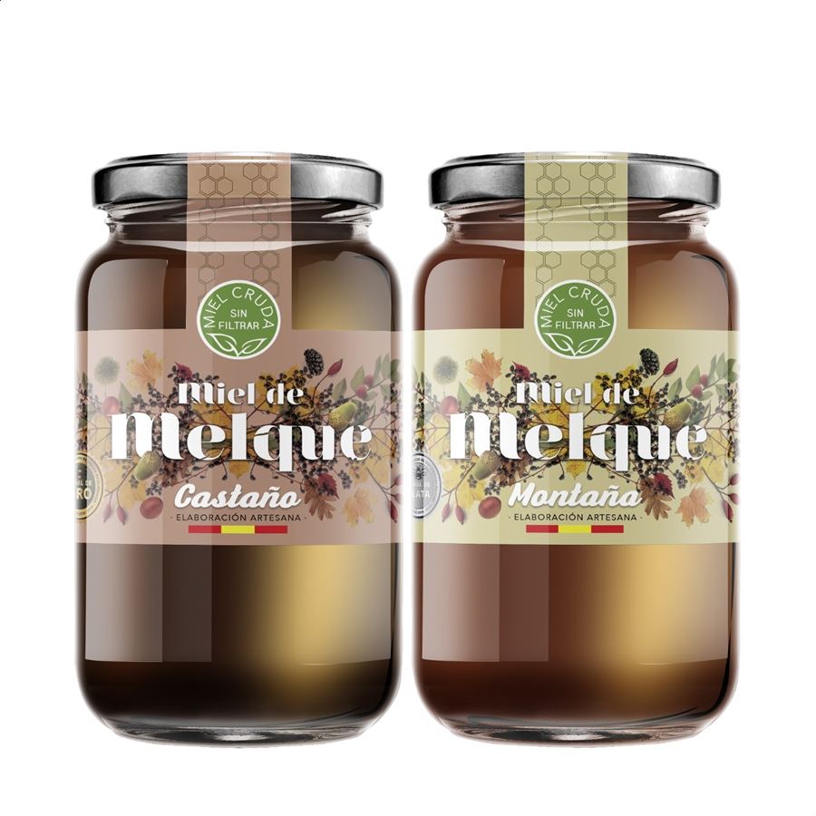 Miel de Melque - Lote de miel oscura 970gr, 2uds