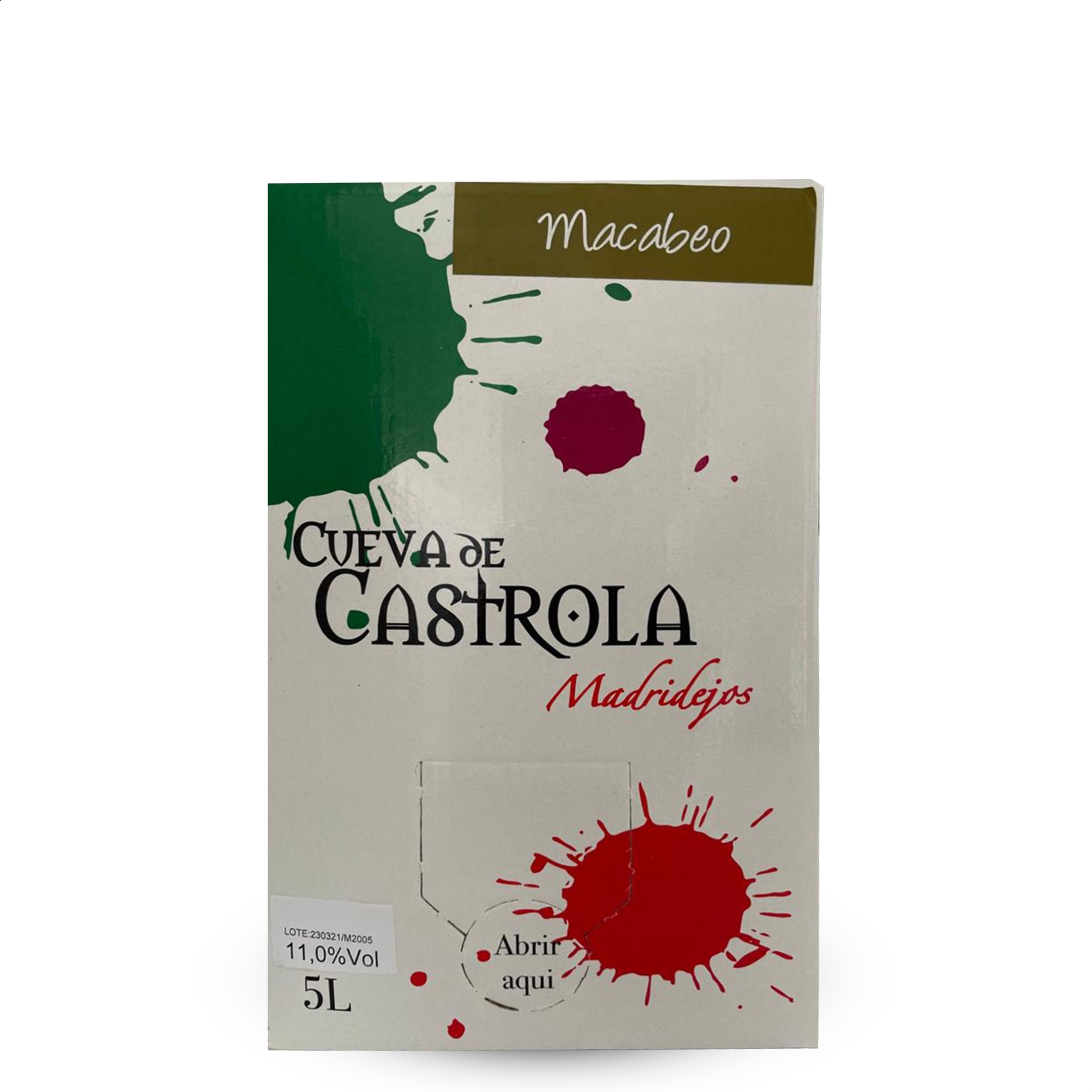 Santo Cristo del Prado - Cueva de Castrola vino blanco Macabeo Bag in Box 5L, 1ud