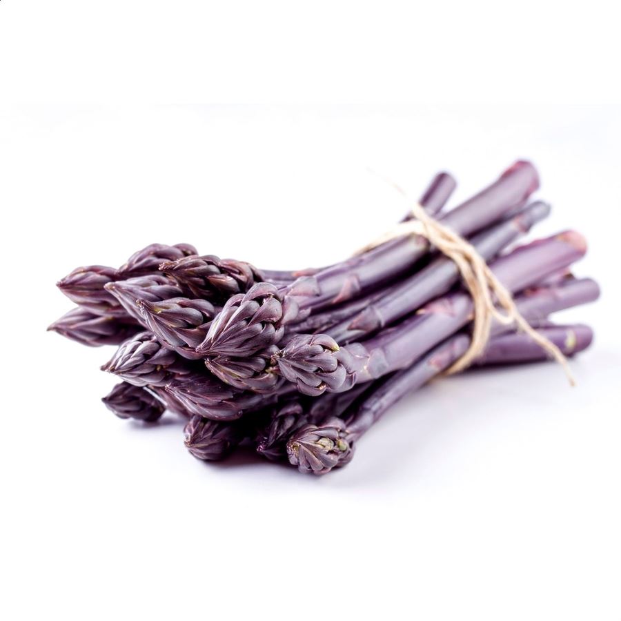 Capricho Gourmet - Espárragos Sócrates púrpura y verde biodinámico manojo de 250g, 10uds