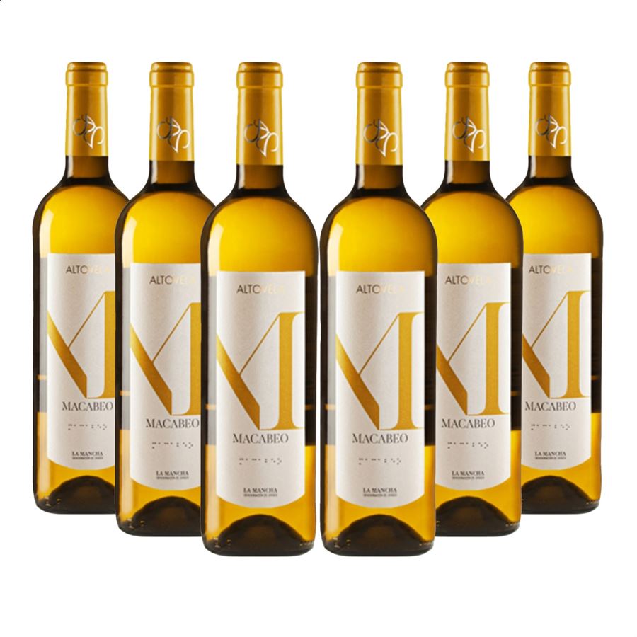 Bodegas Altovela - Vino blanco Macabeo D.O.P. La Mancha 75cl, 6uds