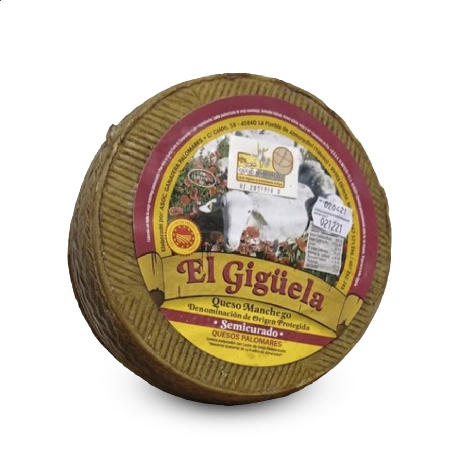 Palomares - El Gigüela queso semicurado de leche pasteurizada D.O.P. Queso Manchego 1Kg, 1ud