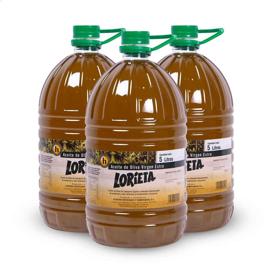 Lorieta - Aceite de oliva virgen extra Cornicabra 5L, 3uds