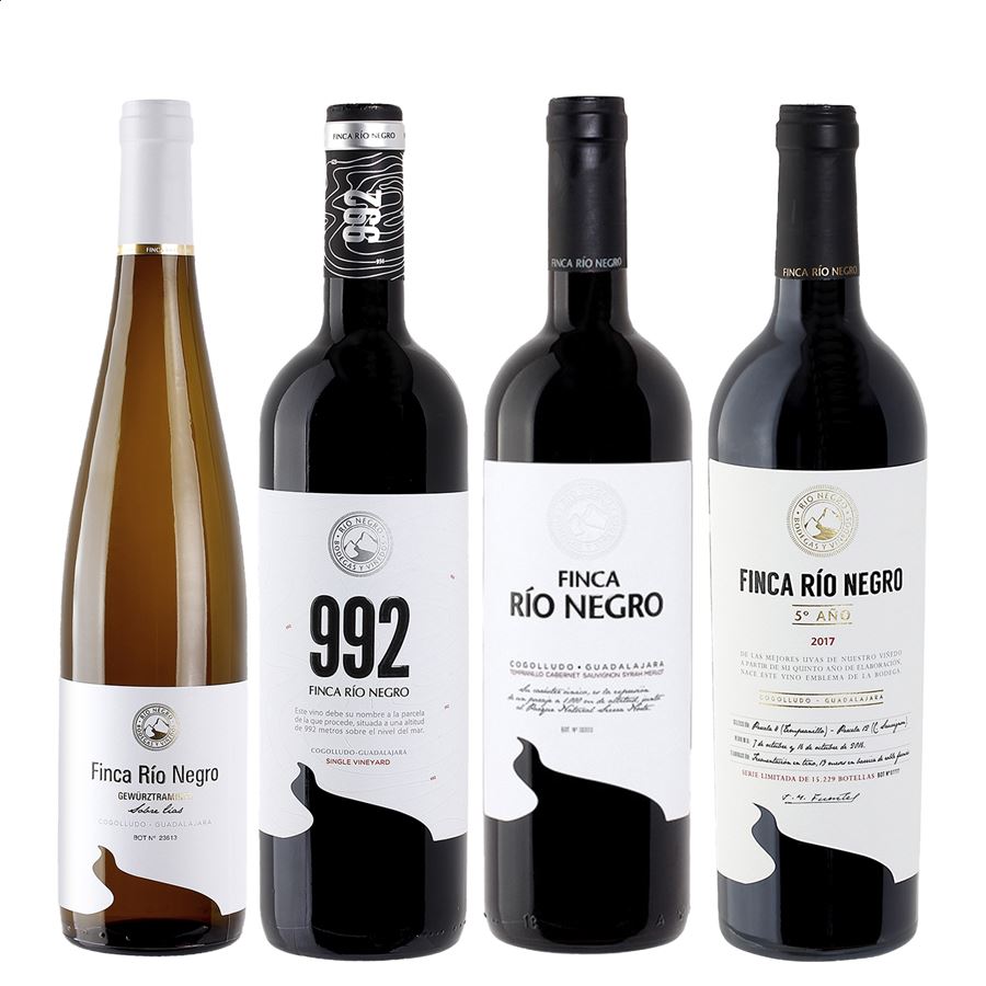 Finca Río Negro - Lote de vino tinto y blanco IGP Vino de la Tierra de Castilla 75cl, 4uds