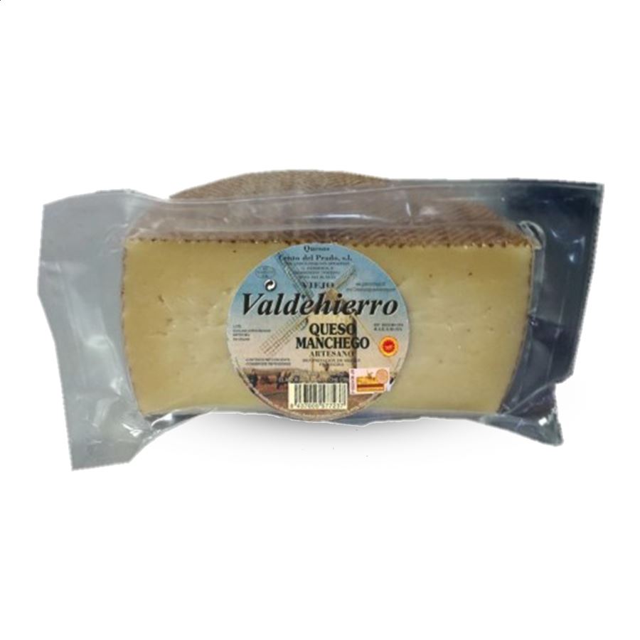 Quesos Cristo del Prado - Valdehierro viejo artesano de leche cruda D.O.P. Queso Manchego 1,5Kg aprox, 1ud
