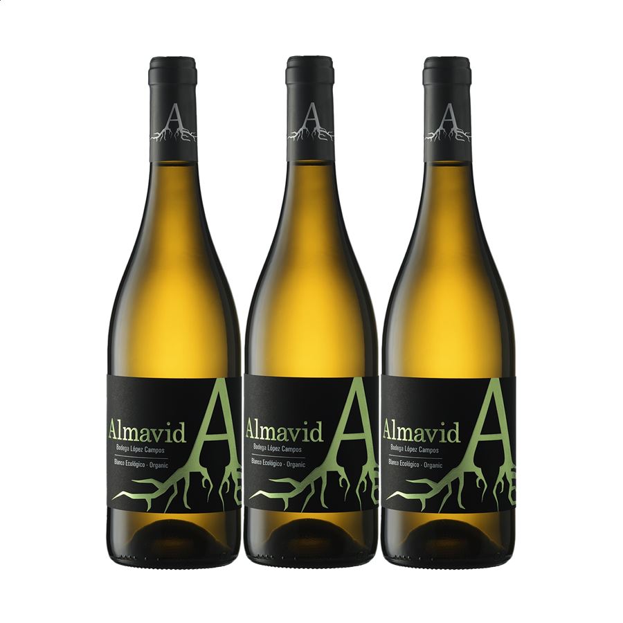 Almavid - Vino blanco 2020 ecológico 75cl, 3uds
