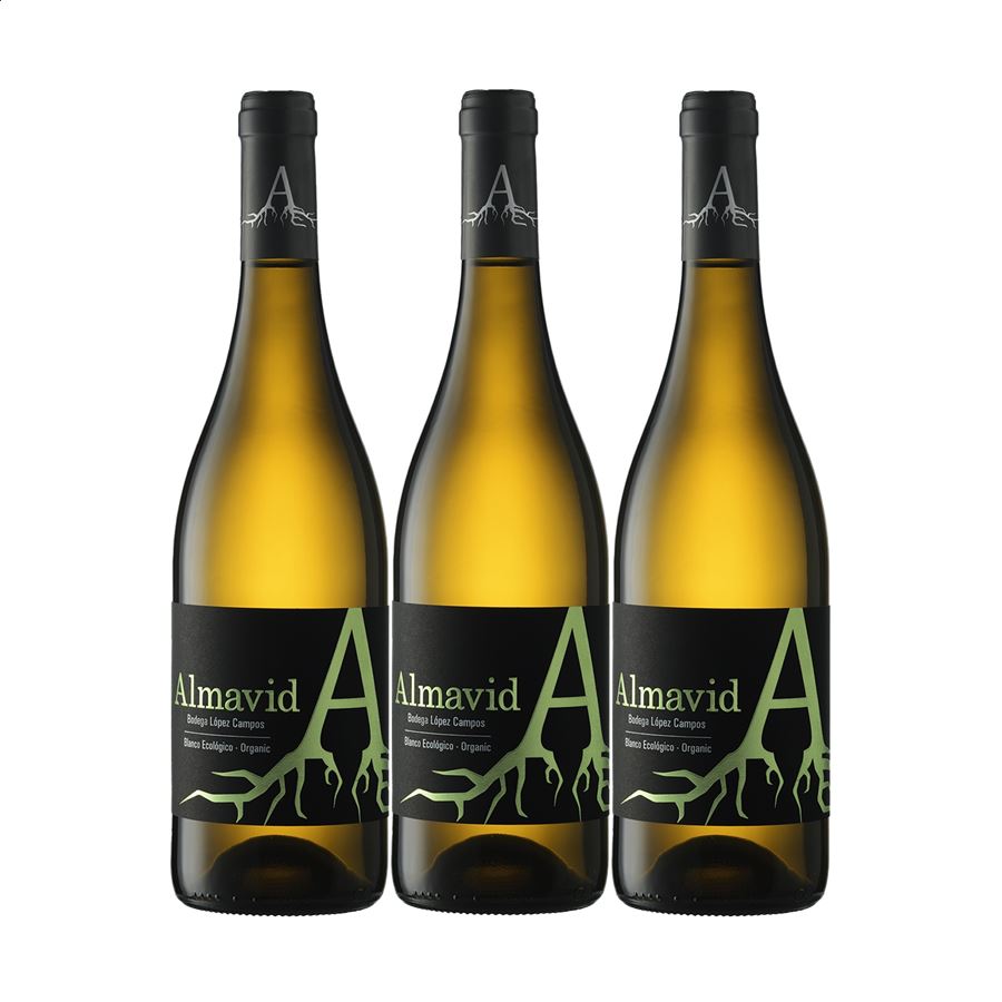 Almavid - Vino blanco 2020 ecológico 75cl, 3uds