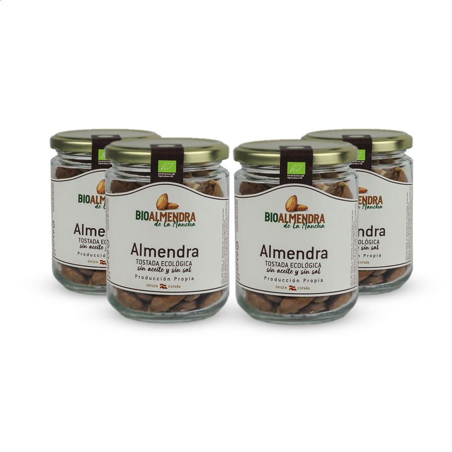 Bioalmendra - Almendra tostada sin aceite y sin sal ecológica 200g, 4uds