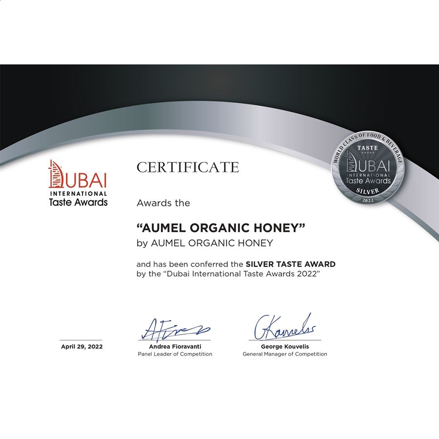 Aumel Organic Honey - Miel de mil flores ecológica en envase de corcho 300g, 12uds