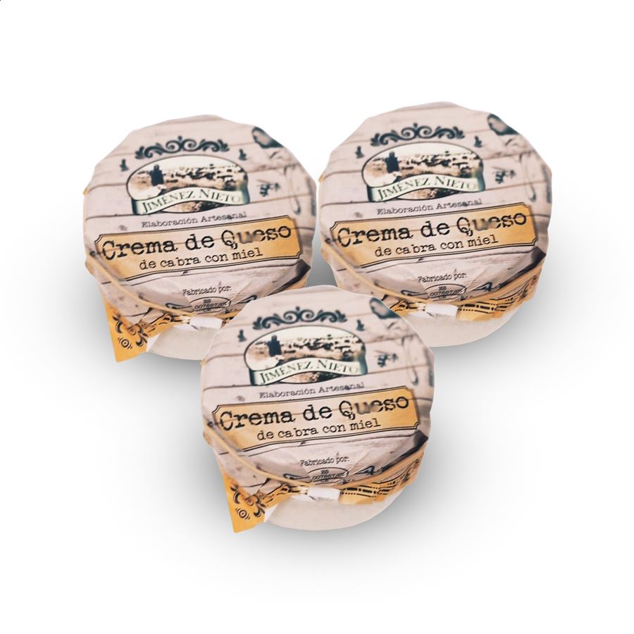 Jiménez Nieto - Crema de queso de cabra con miel de leche pasteurizada 100g, 3uds
