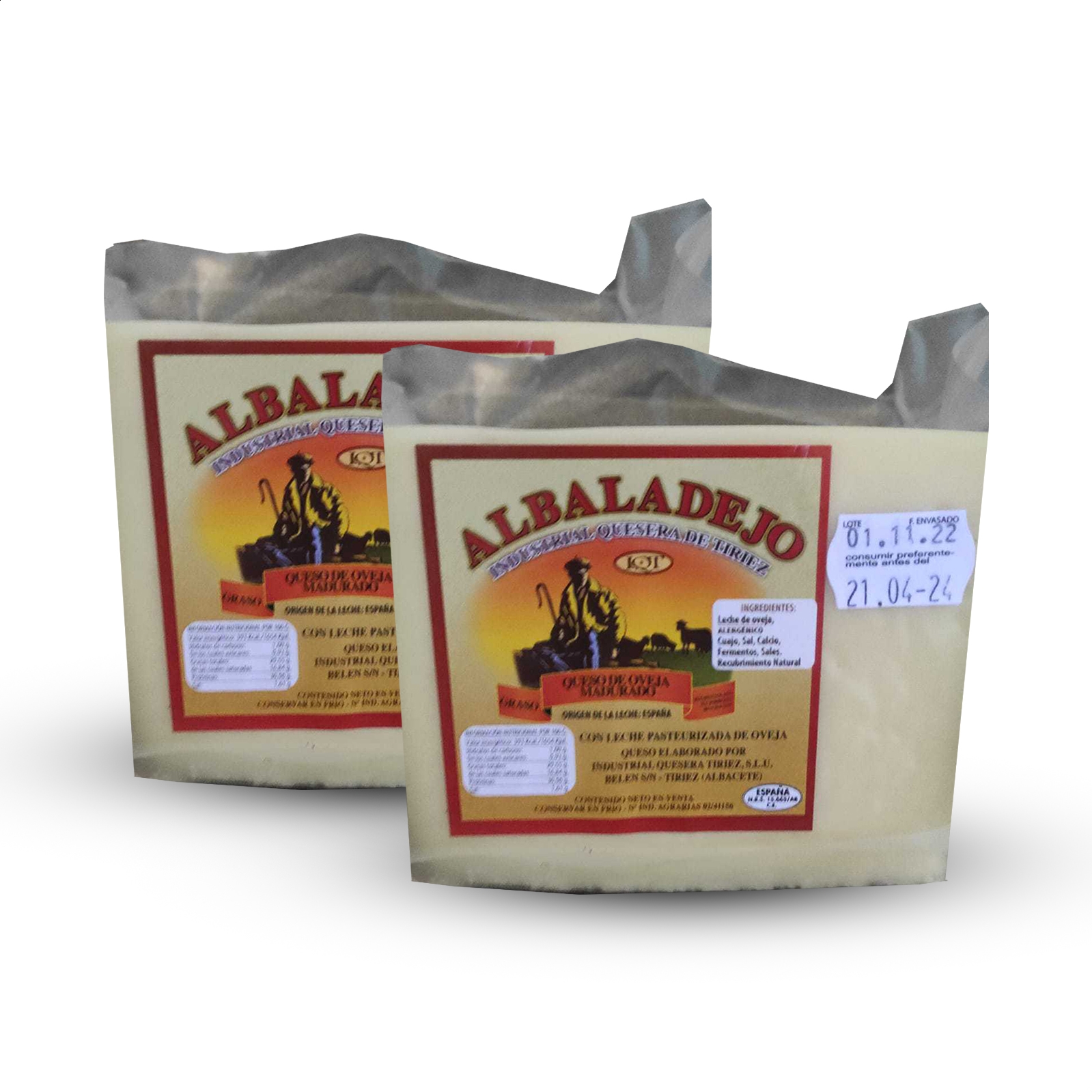 Industrial Quesera Tiriez - Albadalejo queso madurado de oveja de leche pasteurizada 650g, 2uds
