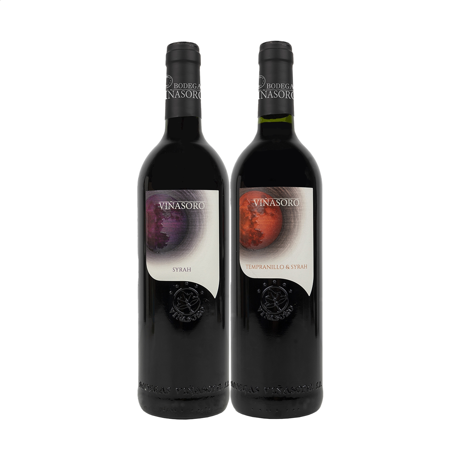 Bodegas Viñasoro - Lote de vino tinto Syrah y Tempranillo-Syrah D.O.P. La Mancha 75cl, 2uds