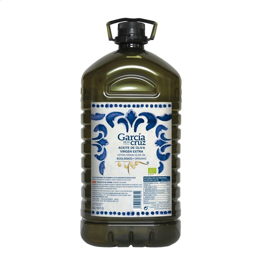 García de la Cruz - Aceite de oliva virgen extra ecológico en garrafa 5L, 3uds
