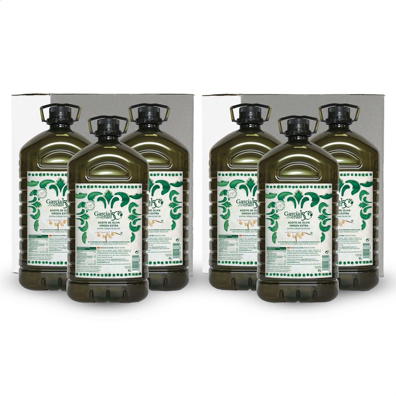 García de la Cruz - Aceite de oliva virgen extra en garrafa 5L, 6uds