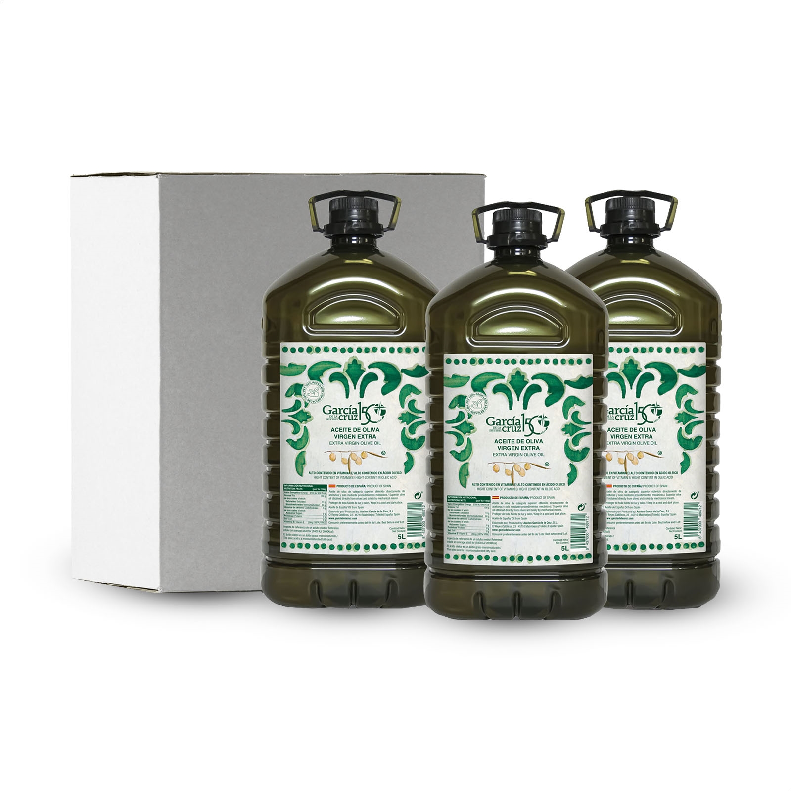 García de la Cruz - Aceite de oliva virgen extra en garrafa 5L, 3uds