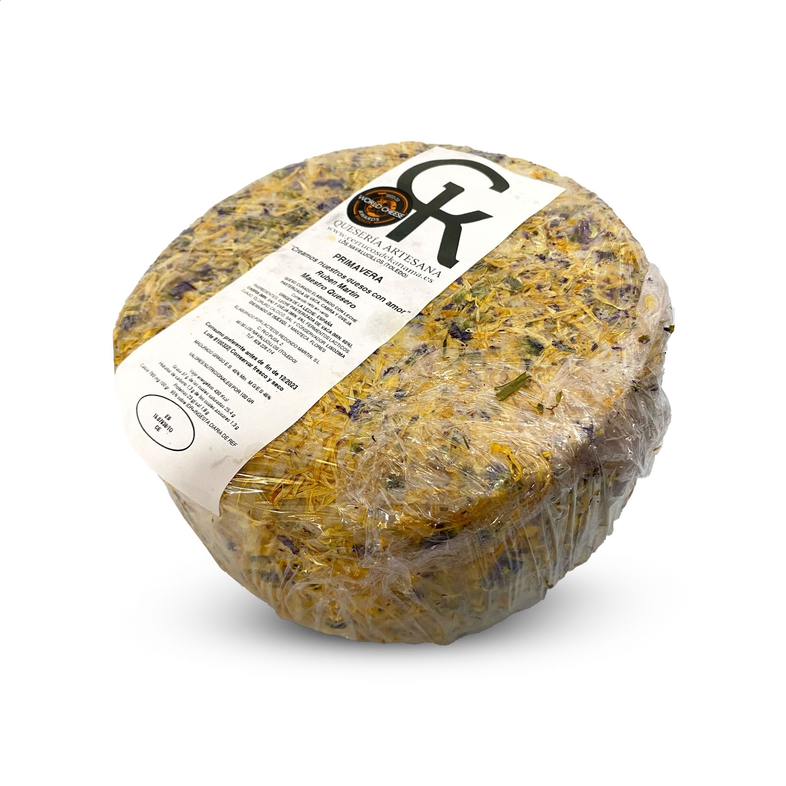 Cerrucos de Kanama - Queso de leche pasterizada de vaca, cabra y oveja primavera con flores 750g aprox, 1ud