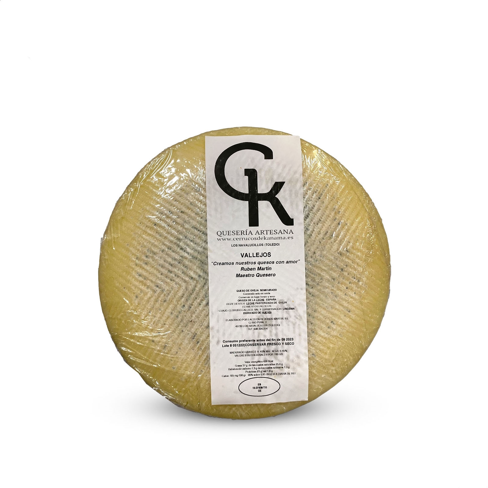 Cerrucos de Kanama - Vallejo, queso semicurado de leche pasterizada de oveja 800g aprox, 1ud