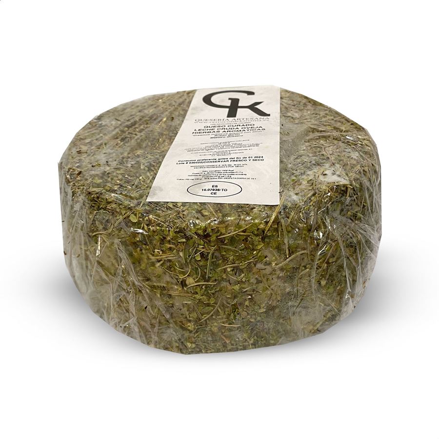 Cerrucos de Kanama - Queso curado de leche cruda oveja con hierbas aromaticas 1,8Kg aprox, 1ud