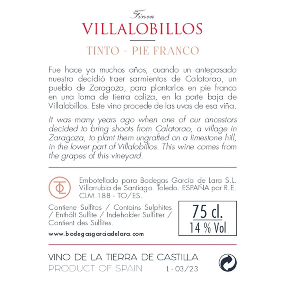 Finca Villalobillos - Tinto de la Pampana Blanca IGP Vino de la Tierra de Castilla 75cl, 3uds
