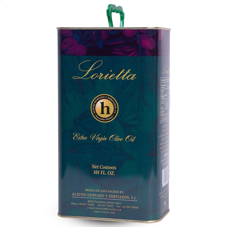 Lorieta - Aceite de oliva virgen extra Cornicabra 3L, 5uds