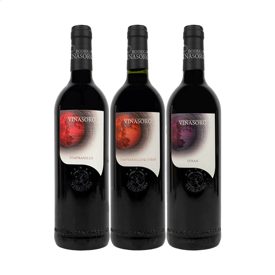 Bodegas Viñasoro - Lote de vino tinto D.O.P. La Mancha 75cl, 3uds
