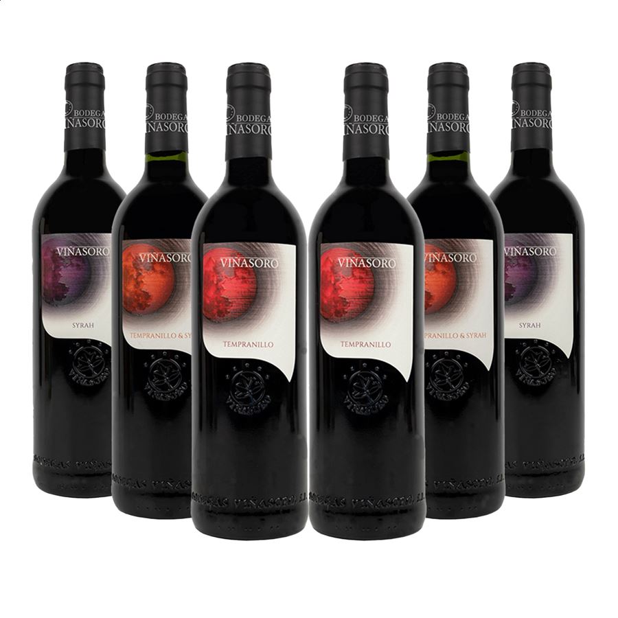 Bodegas Viñasoro - Lote de vino tinto D.O.P. La Mancha 75cl, 6uds