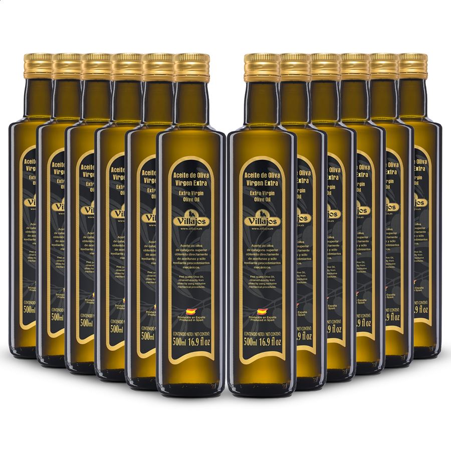 Villajos - Aceite de oliva virgen extra 500ml, 12uds