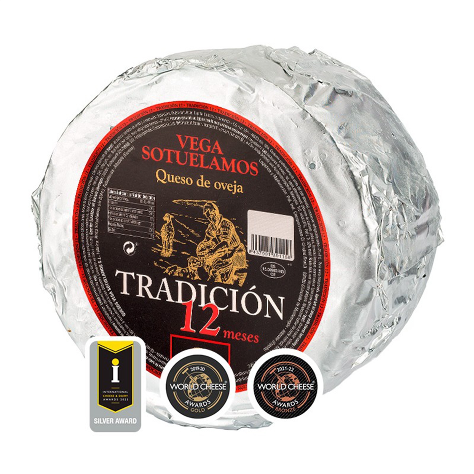 Vega Sotuélamos - Queso de oveja añejo cubierto en manteca de leche pasteurizada 3Kg aprox, 1ud