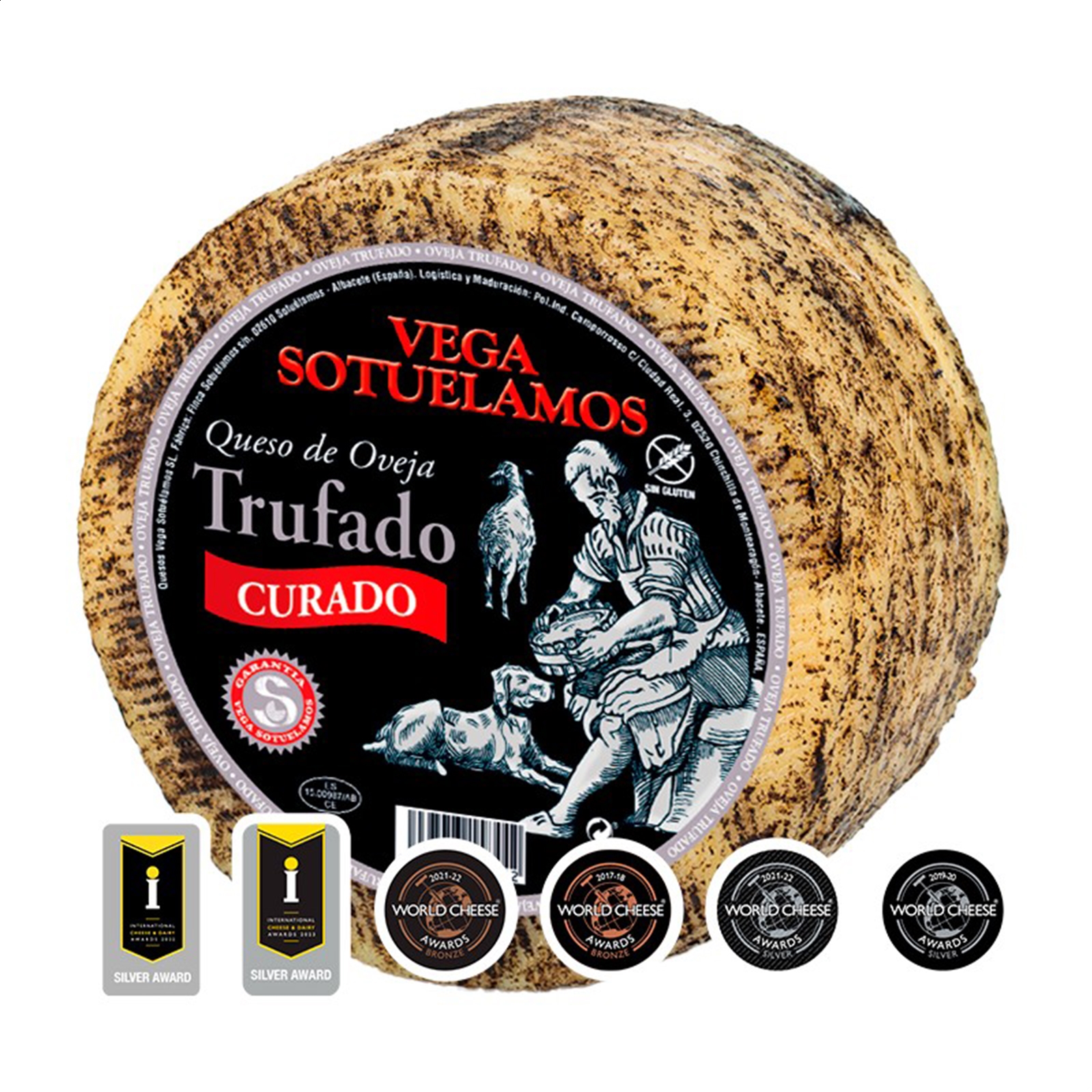 Vega Sotuélamos - Queso de oveja curado con trufa negra de leche pasteurizada 3Kg aprox, 1ud