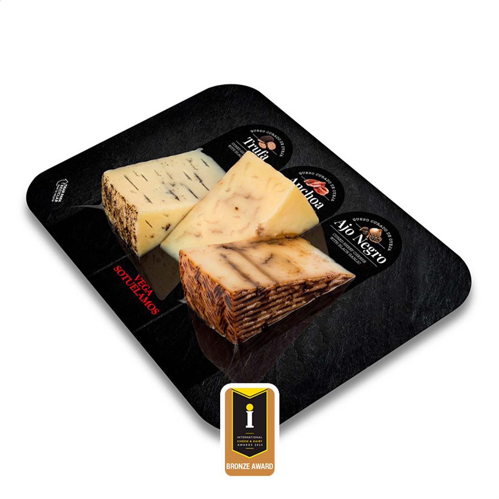 Vega Sotuélamos - Tabla de queso de oveja precortados variados de leche pasteurizada 100g aprox, 3uds