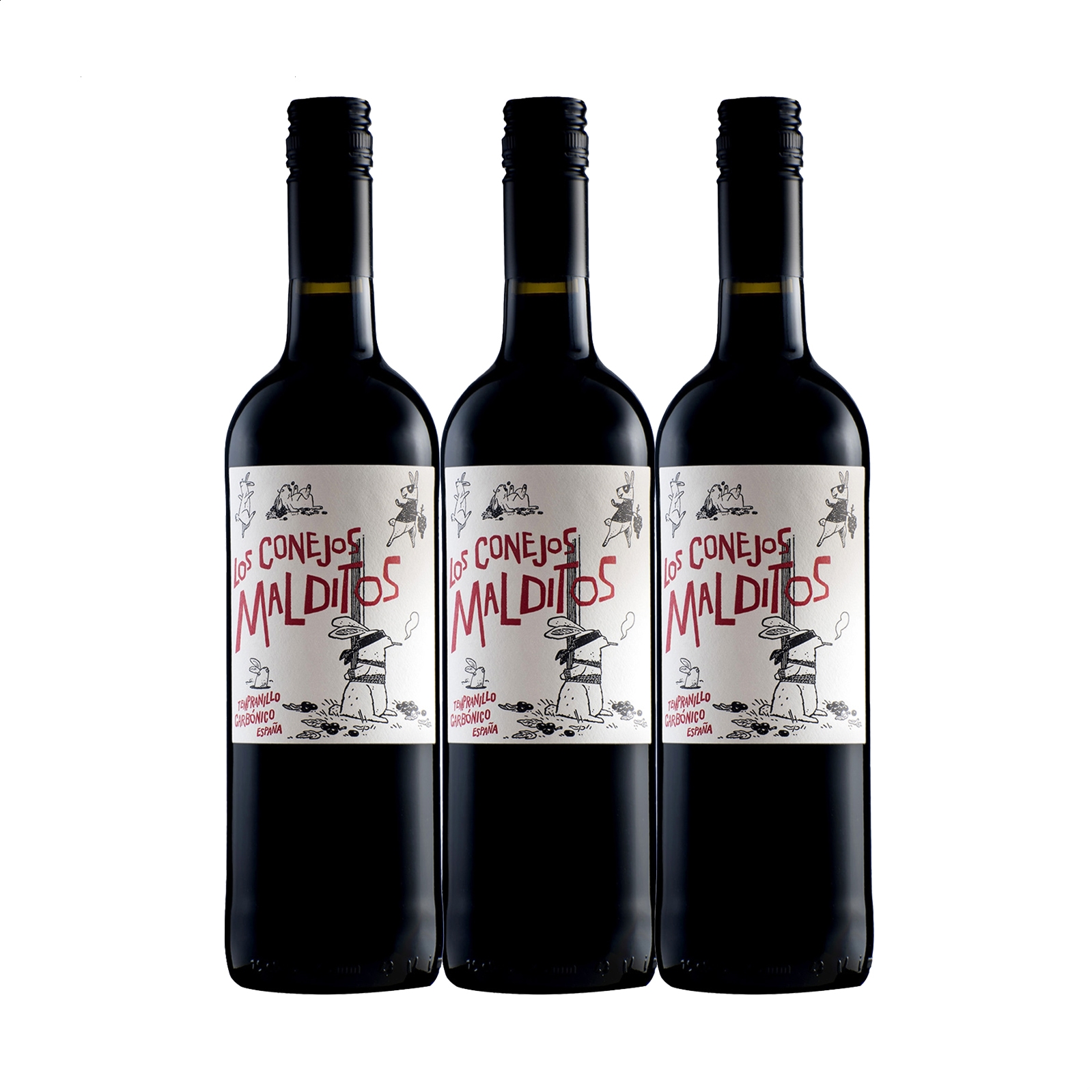 Bodegas Más Que Vinos - Los Conejos Malditos Tempranillo carbónico IGP Vino de la Tierra de Castilla 75cl, 3uds