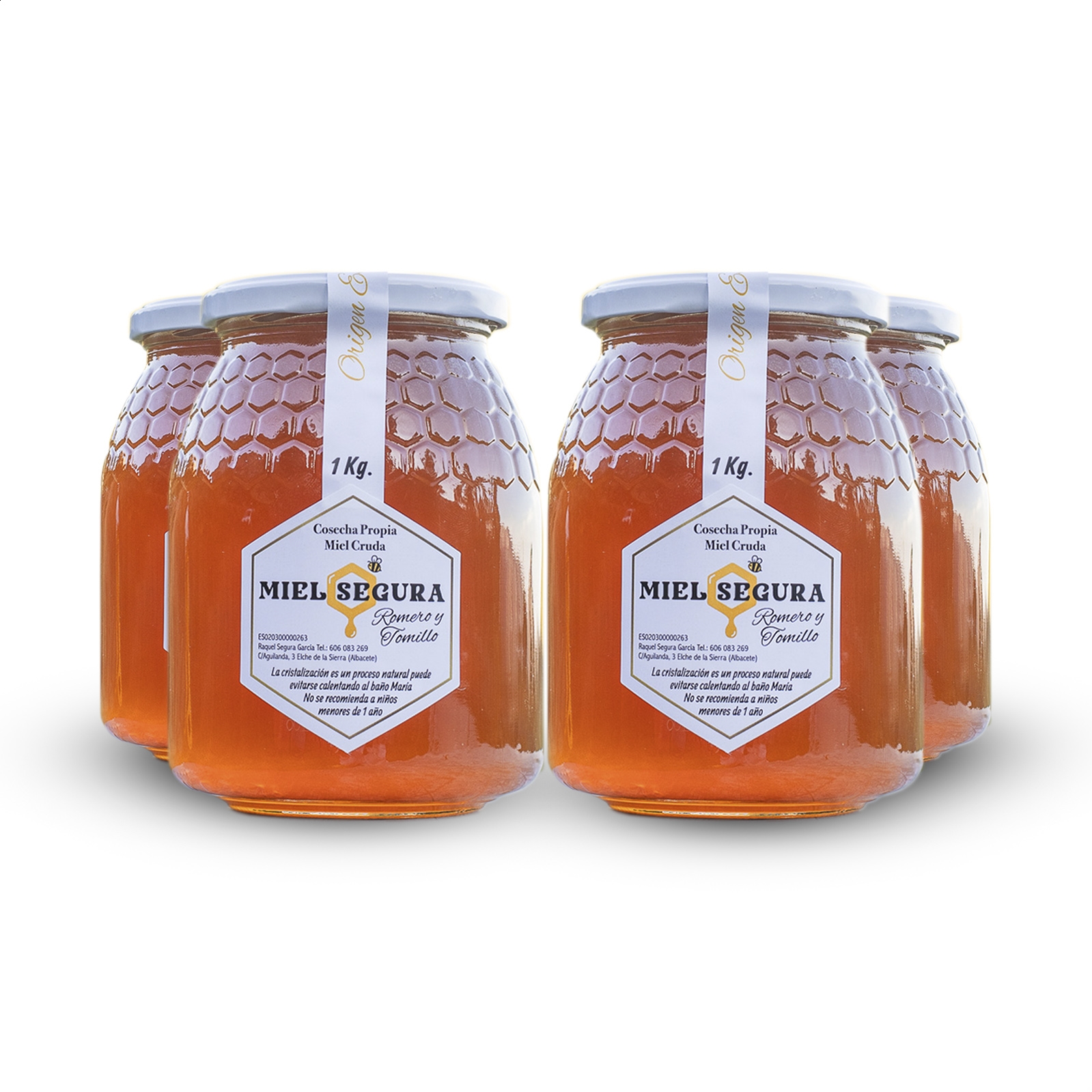 Miel Segura - Miel de Tomillo y Romero 1Kg, 4uds